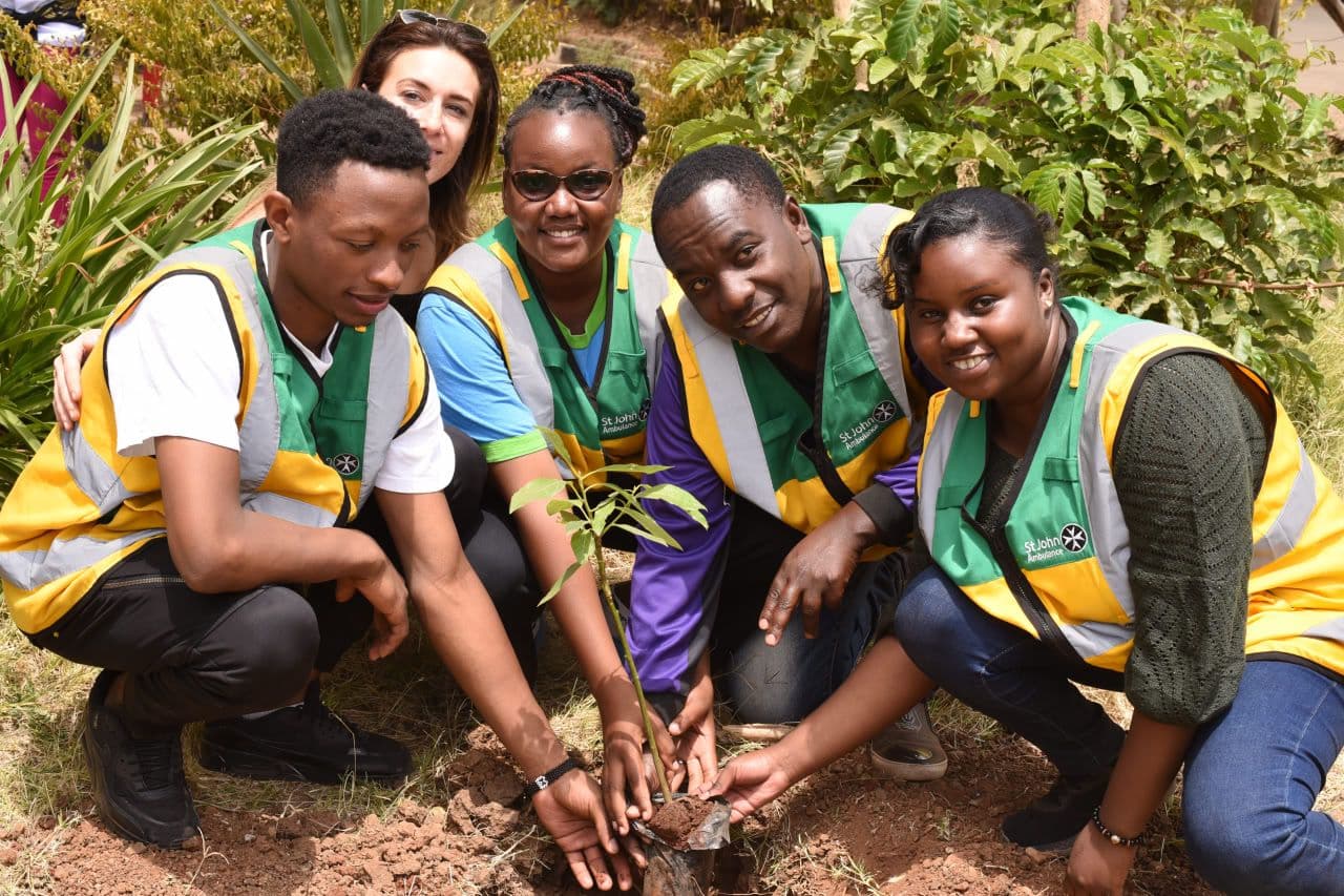 Volunteers working together
